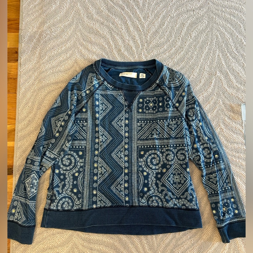 Sass and Bide Blue Printed Crewneck Sweatshirt